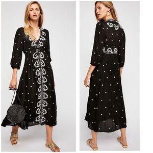 Free People Embroidered Fable Midi Dress